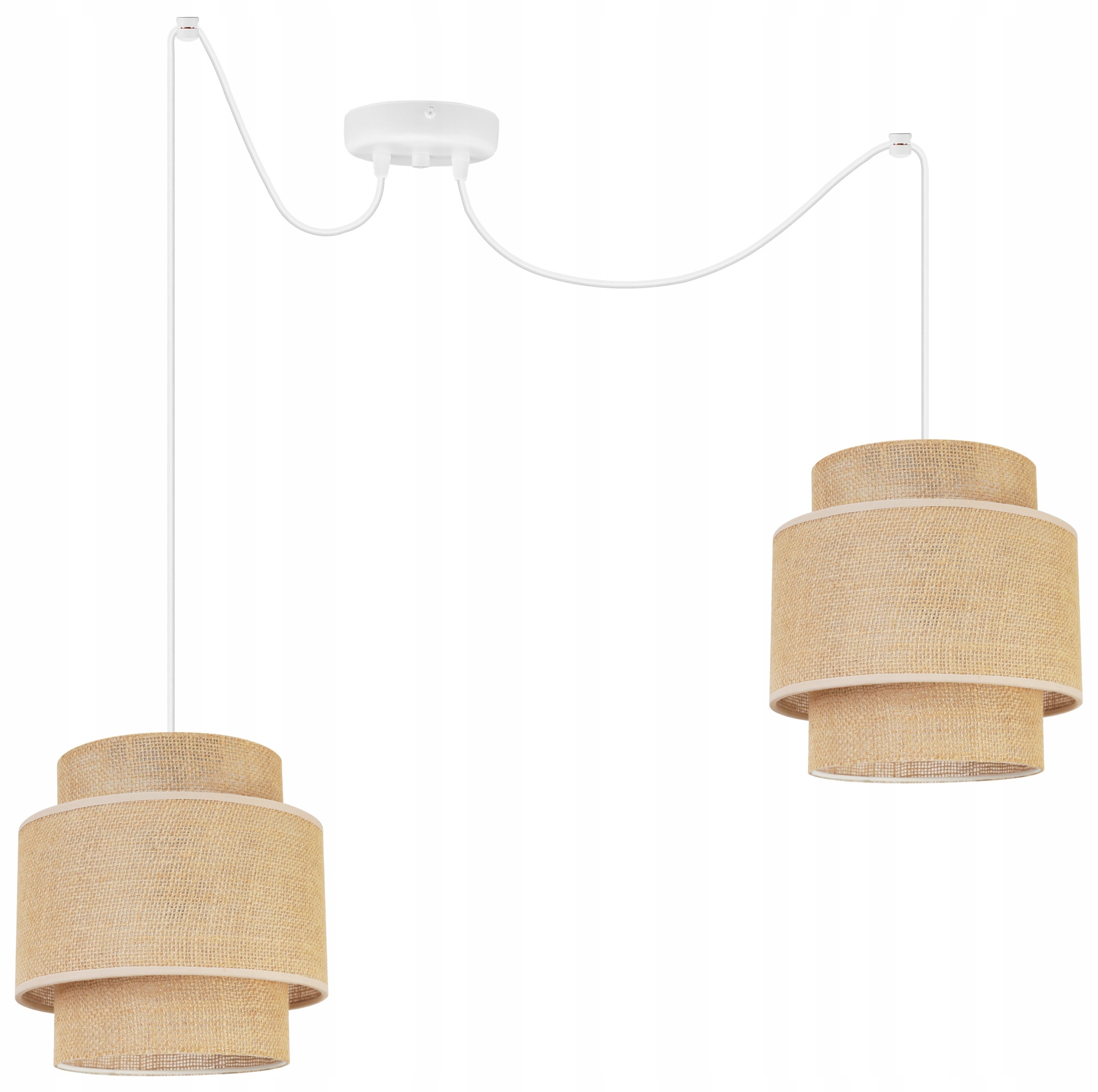 Lampa sufitowa wisząca Boho Pająk loft 2xE27 abażur juta biały/beżowy Light Home LH