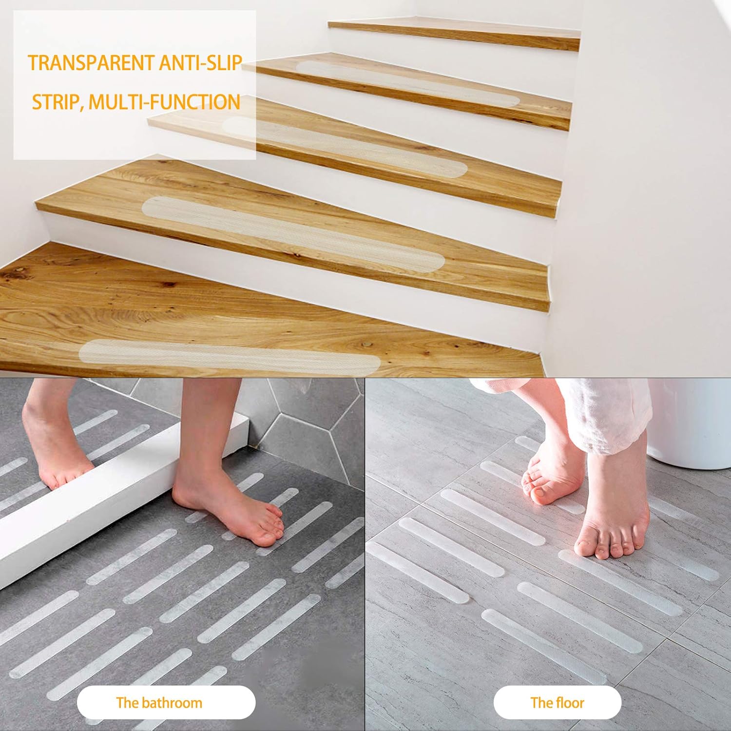 24 pièces bandes antidérapantes autocollantes transparentes pour salle de douche (2 x 38 cm) - 5