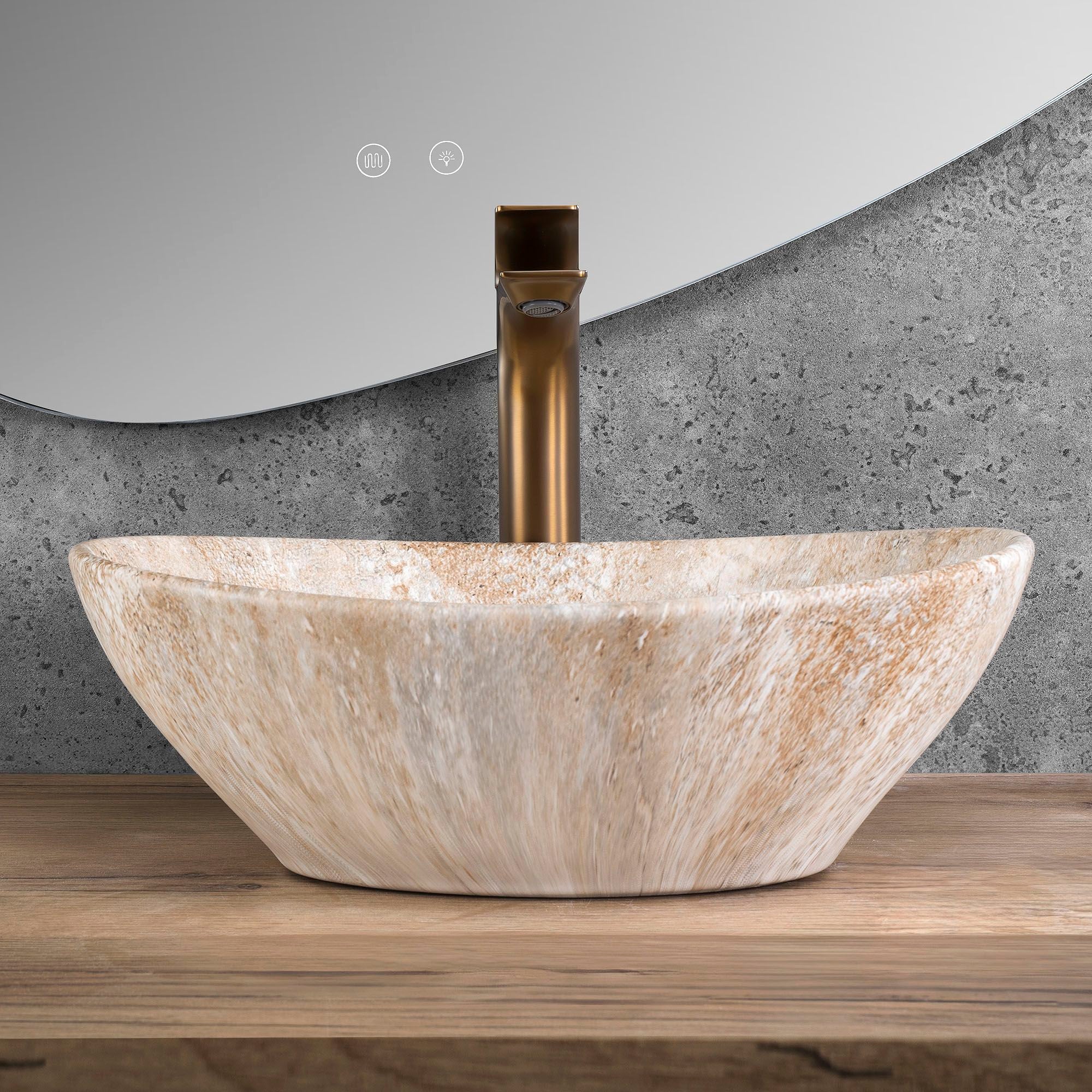 VASQUE À POSER REA SOFIA SAVANA OVAL BEIGE 41X34,5X11CM - 4