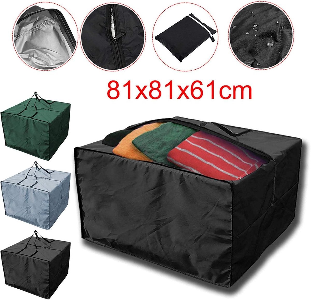 Sac de rangement pour coussins de jardin - Imperméable - 1 pièce - 80 x 80 x 60 cm - 5
