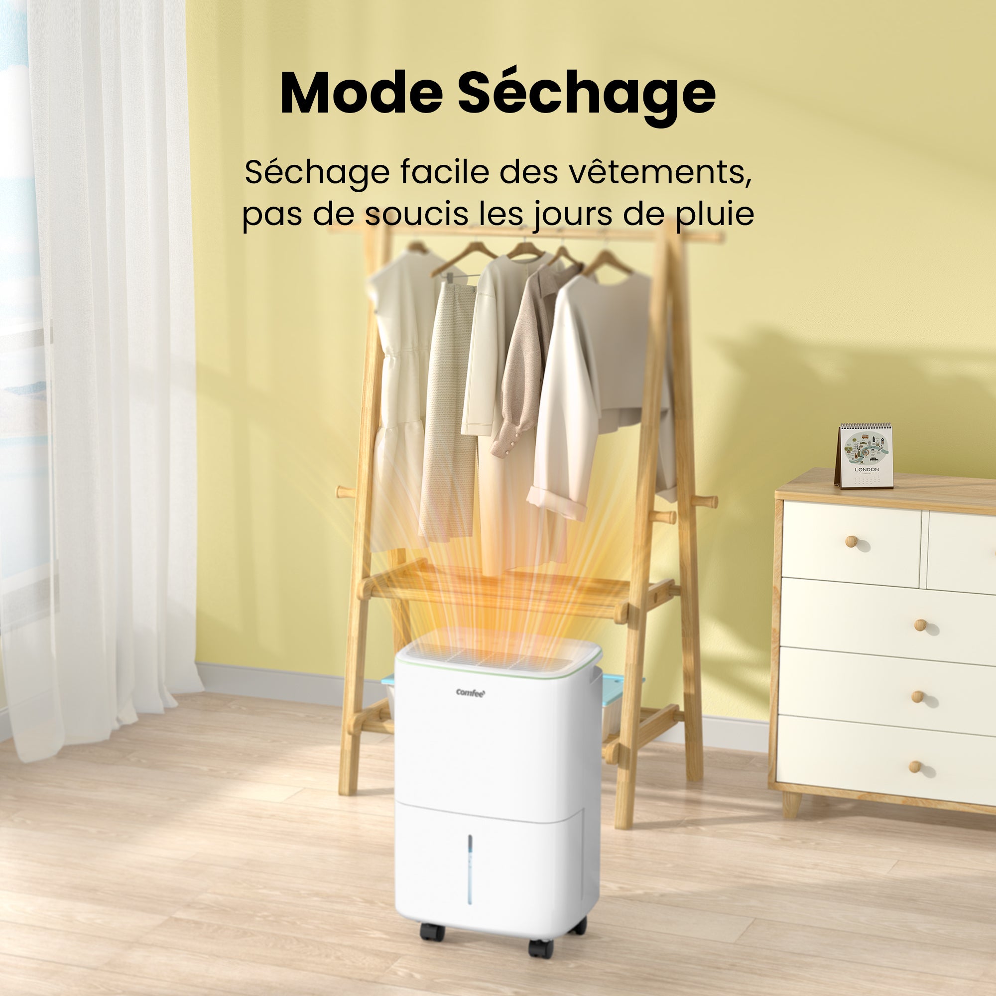 2025 COMFEE Déshumidificateur Portable 12L/Jour, 3 Modes au Choix, Réservoir Amobile 2,5L, Drainage Continu, Minuterie 24h- Pour Pièce de 20 à 35㎡ - 5