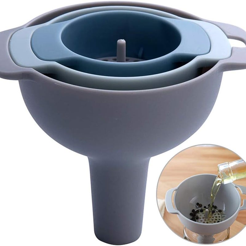 Lejek do żywności, lejek kuchenny, lejek plastikowy, lejek do dżemu, z filtrem, lejek plastikowy 4 w 1 do żywności 4 lejki