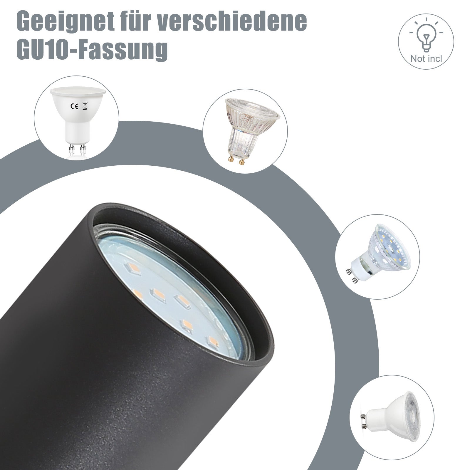 NETTLIFE 4 Focos de Techo LED Negros GU10 Orientables 330°, Moderno Industrial de Pared para Salón Dormitorio Cocina sin Bombilla - 4