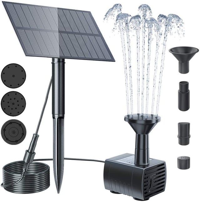 Pompe de fontaine à eau solaire d'extérieur, Kit de pompe de bassin de fontaine solaire avec piquet, pompe à eau de fontaine à énergie solaire, 1.5W