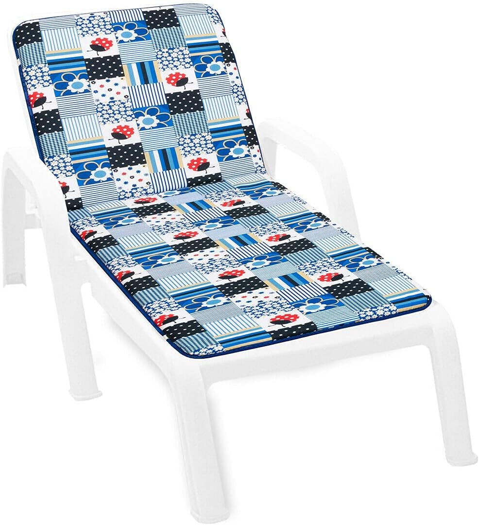 Poduszka Na Leżak 100% Wyprodukowano We Włoszech Miękki Leżak Składanie Niebieskie Biedronki