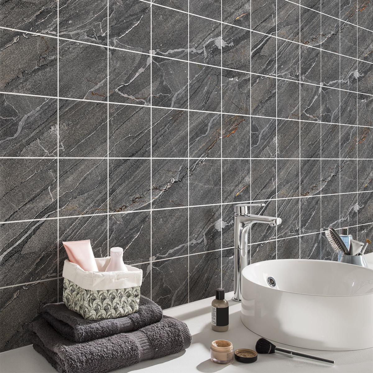 24 vinilos mármol gris mosta - adhesivo de pared - revestimiento sticker mural decorativo - 24stickers10x10cm