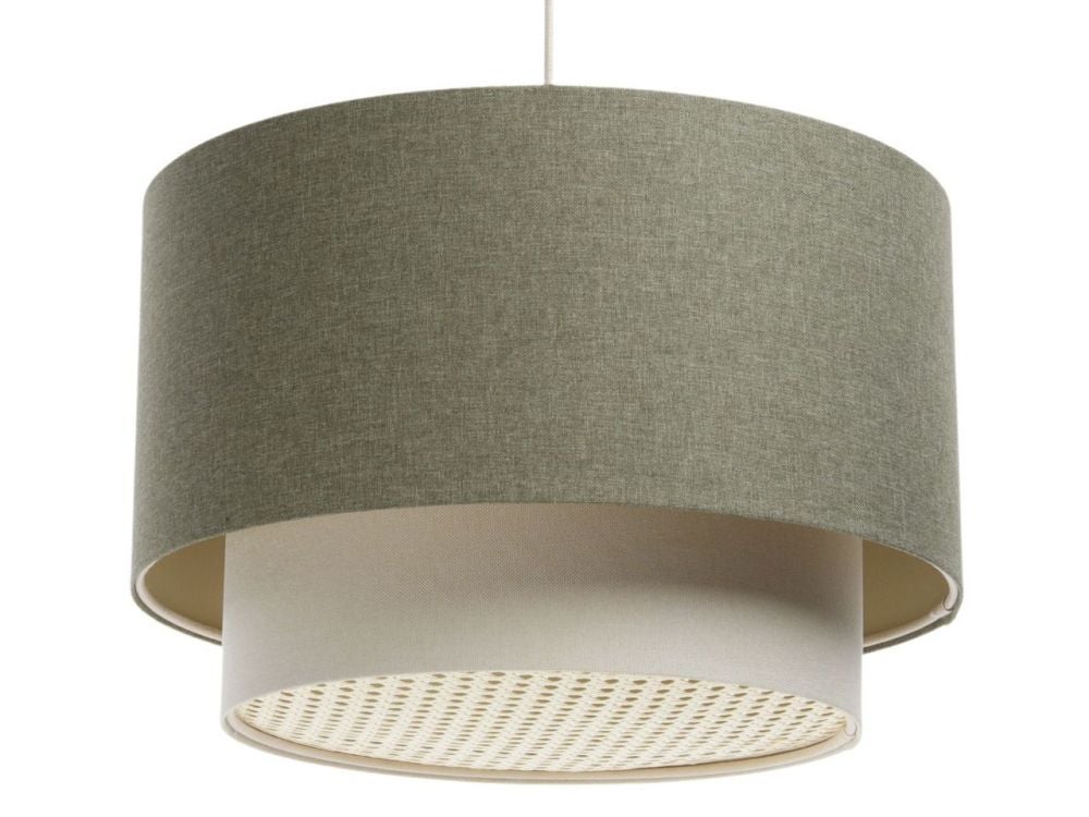Lampa wisząca ERUTAN DOUBLE RATTAN 60 zielona/kremowa