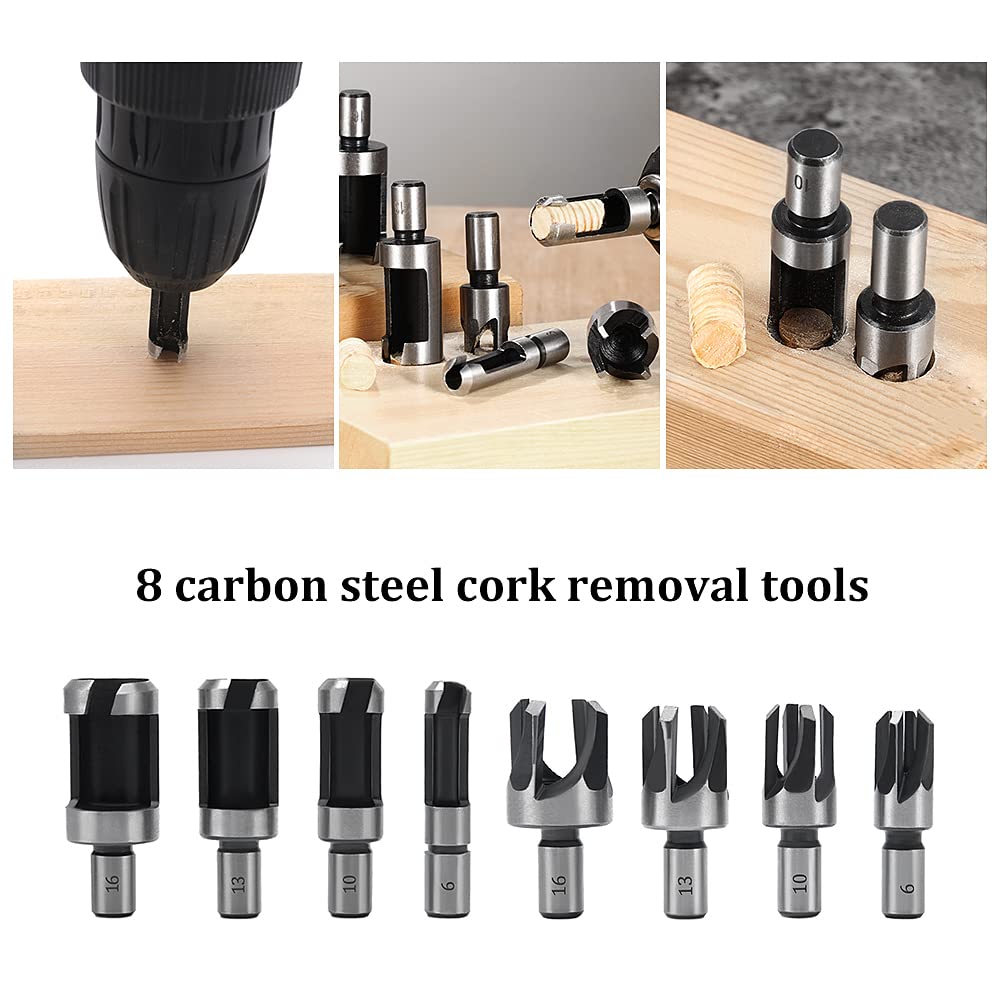 8 Pièces Fraise à Bouchonner Bois, Mèche à Bouchon Bois 6 mm/10 mm/13 mm/16 mm, Acier Carbone Bois Plug Perceuse pour le Travail du Bois - 3