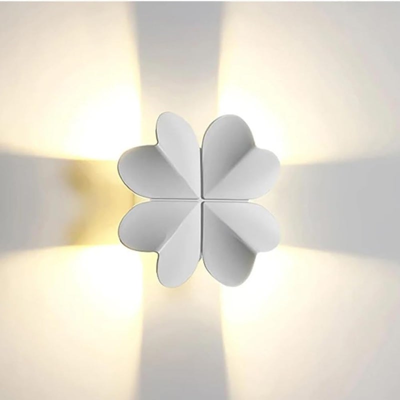 Kreatywna zewnętrzna lampa ścienna LED z czterolistną koniczyną, wodoodporna lampa zewnętrzna IP65, wewnętrzna lampa ścienna, biała