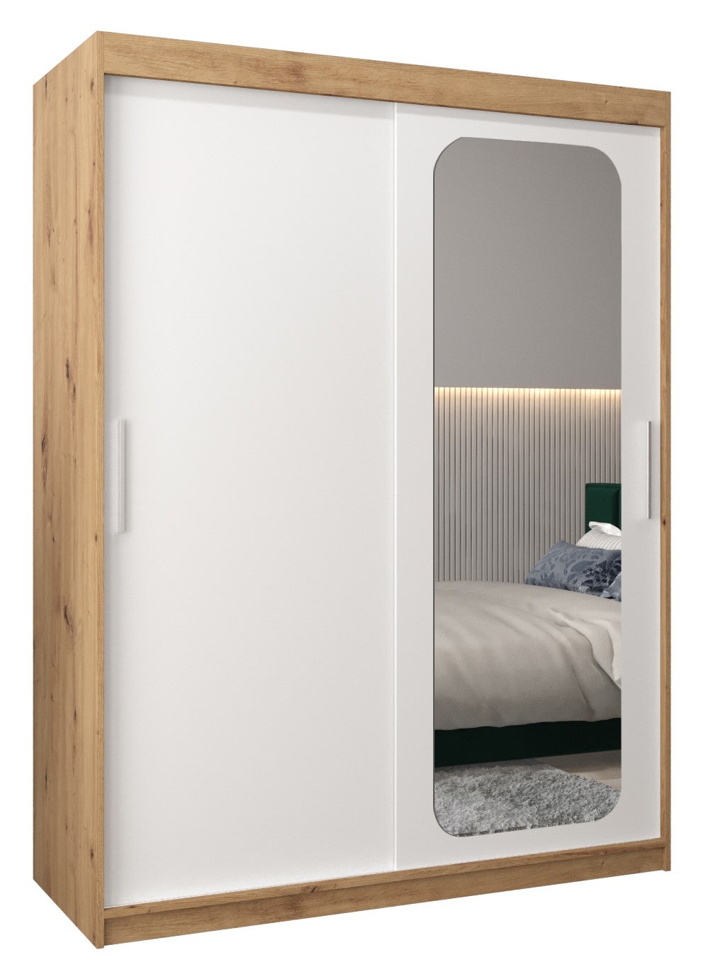 Szafa przesuwna garderoba PROMO T2 150 x 62 x 200 cm Artisan + Biały - Abiks Meble
