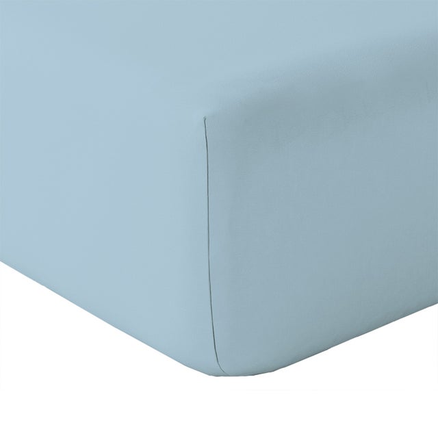 Drap housse en coton Lavé Oekotex - Bleu ciel - 160x200 cm - Coton