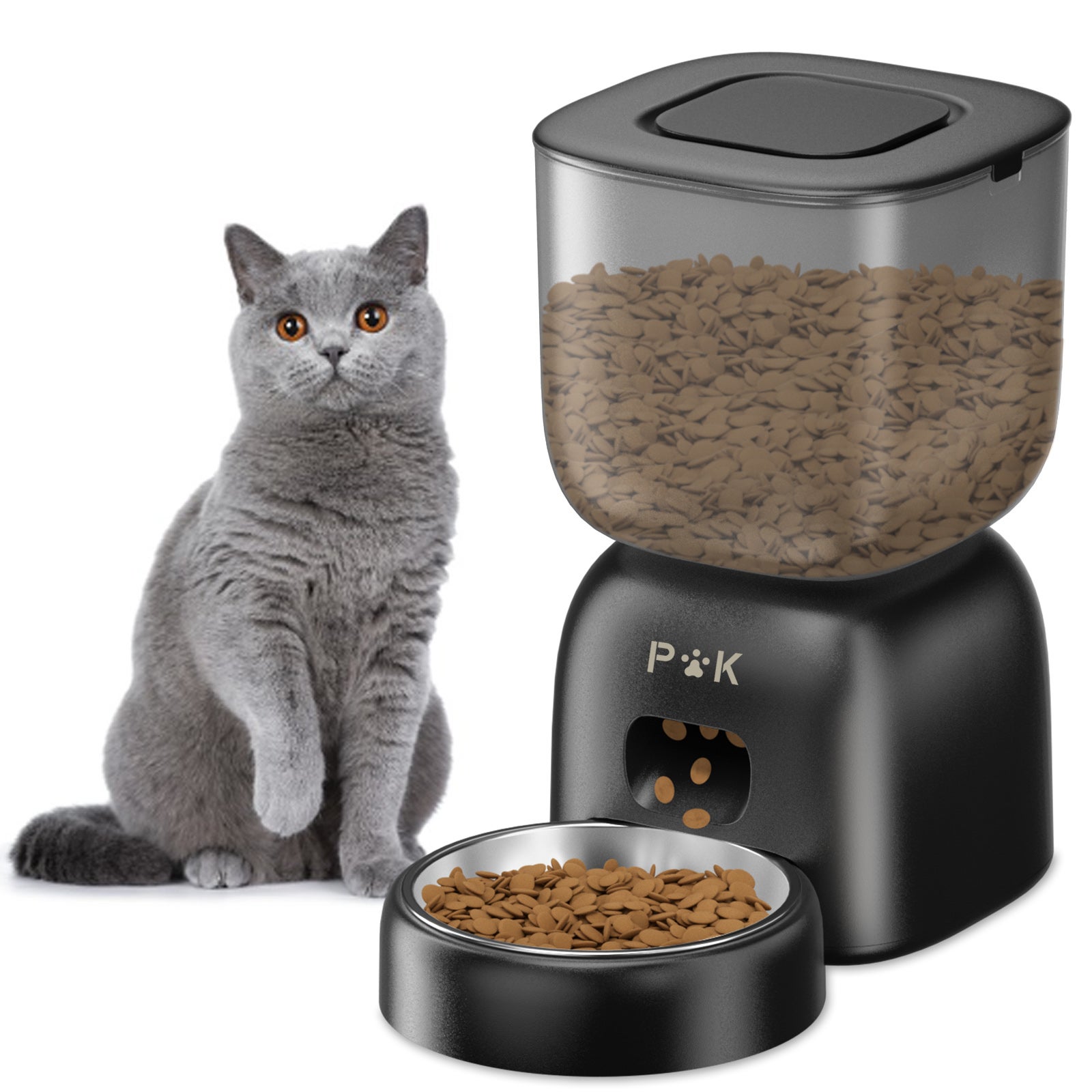 4L Distributeur Croquettes Chat&Chiens , 2,4G WiFi Intelligent APP Contrôle Alimentation régulière®WHD©10S Vocal,10 Repas par Jour