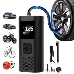 Compressore D'Aria Senza Fili Portatile 150PSI – Gonfiatore Elettrico Per Auto, Moto, Bici Con Display LED E Luce Di Emergenza