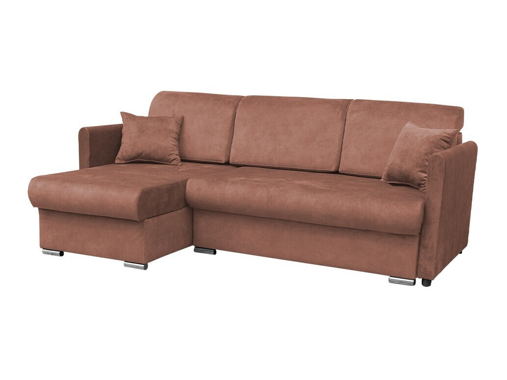 Sofá rinconero carlsbad 115, rosa, función de descanso, caja de ropa de cama, 220x148x93cm