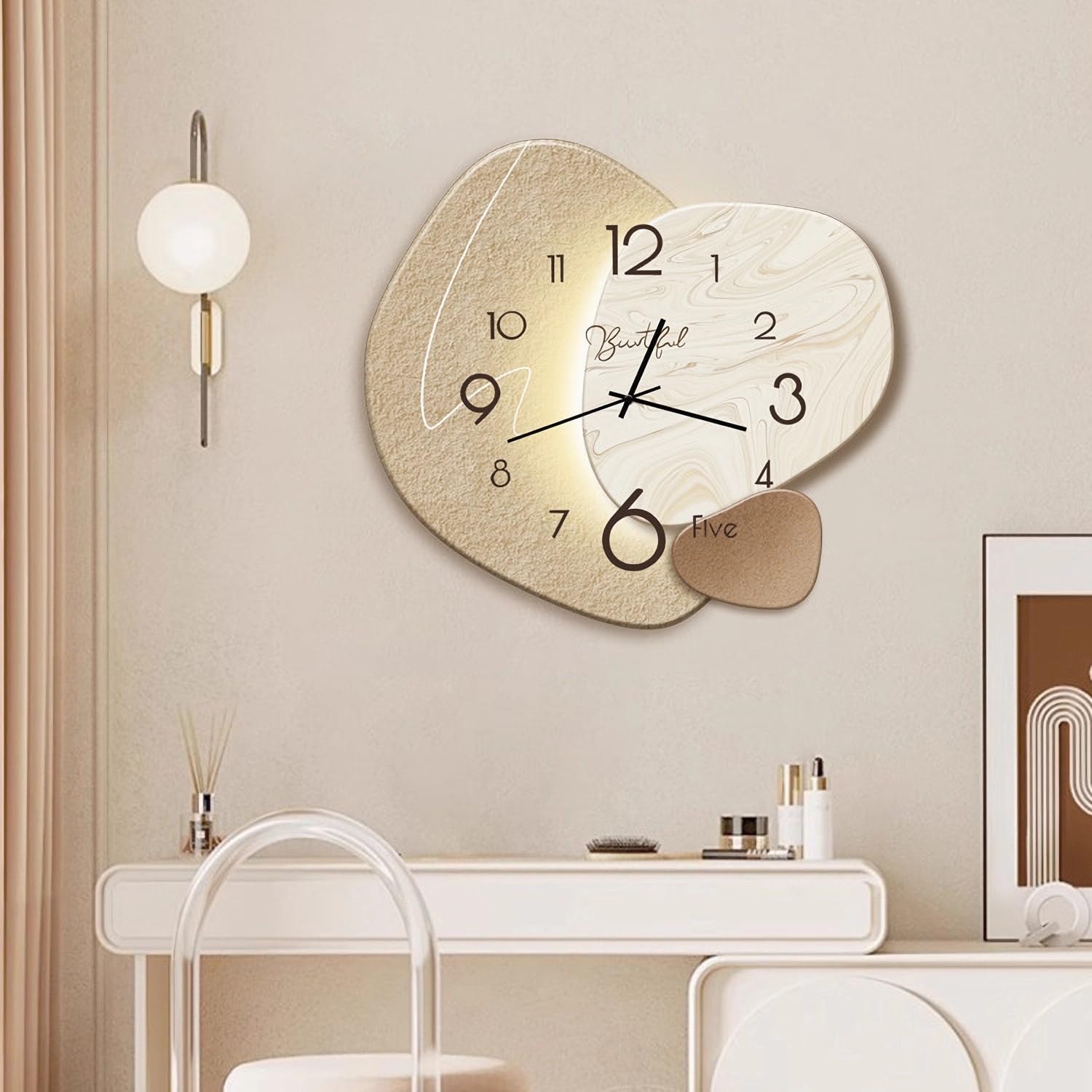Horloge murale silencieuse et minimaliste moderne ZAEWRY - Mouvement à quartz, boîtier en bois, idéale pour la chambre, le salon ou le bureau, 40 cm - 6