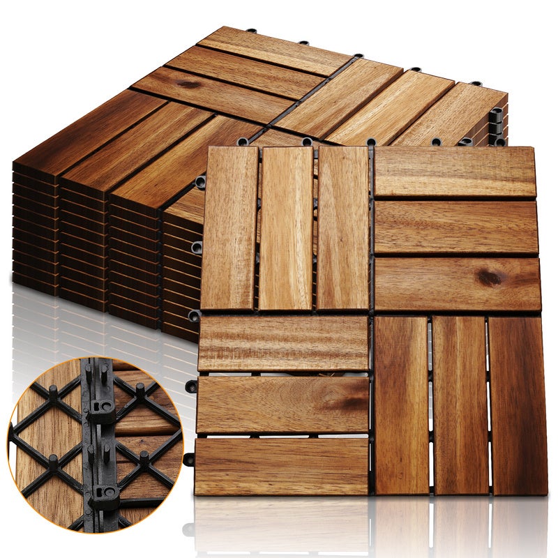 Suelo exterior jardin baldosas terraza exterior acacia 30 x 30 cm 5 ? para jardín, balcón