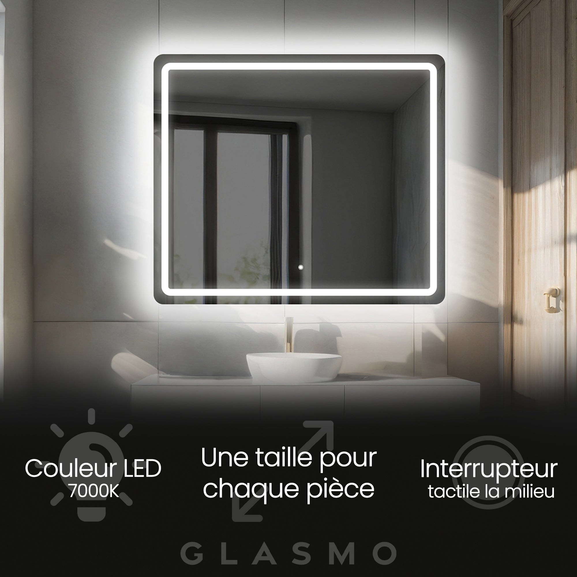 Miroir Salle De Bain LED Moderne Avec Bluetooth – Mural, Éclairage Intelligent, Design Toronto