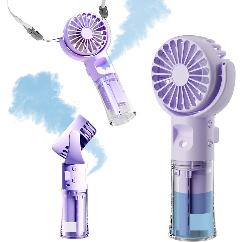 Przenośny wentylator natryskowy, mały, przenośny, 4 prędkości, odpowiedni do podróży, na kemping i na zewnątrz (fioletowy)