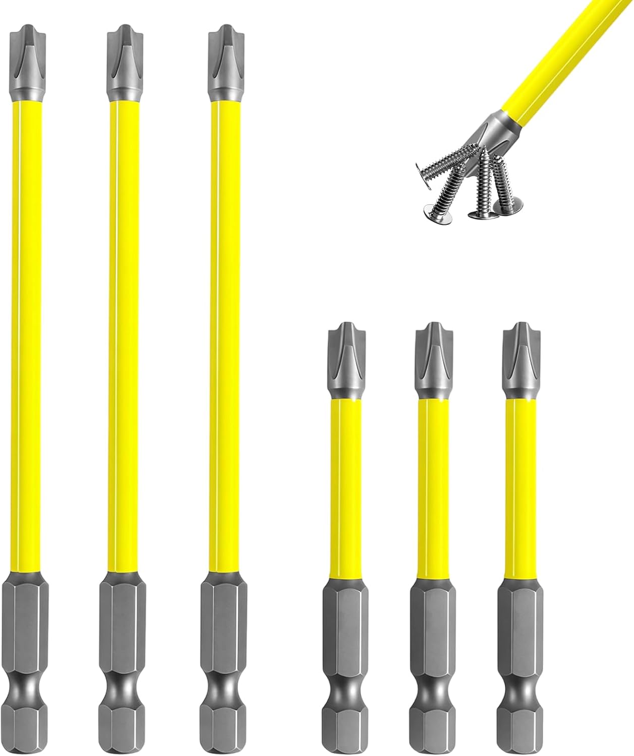 Zestaw 6 końcówek wkrętakowych 65 mm i 110 mm, specjalne magnetyczne końcówki wkrętakowe krzyżakowe dla elektryków FPH2