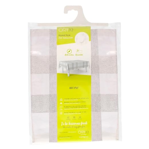 Mantel Hule Rectangular Cuadros Beige Impermeable Antimanchas PVC 140x250 cm. Recortable Uso Interior y Exterior - 9