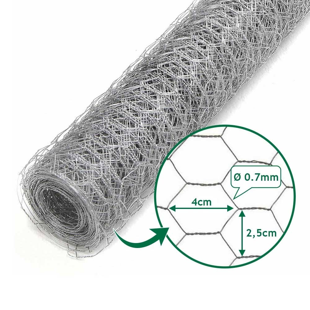 Grillage à poule galvanisé – Rouleau 1x10m – Mailles hexagonales 4x2,5 cm – Polyvalent pour clôtures, volaille et jardin - 4