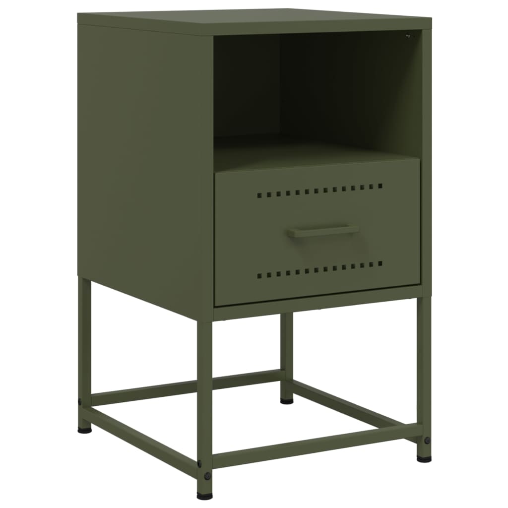 Comodini 2 pz Verde Oliva 36x39x60,5 cm in Acciaio vidaXL - 6