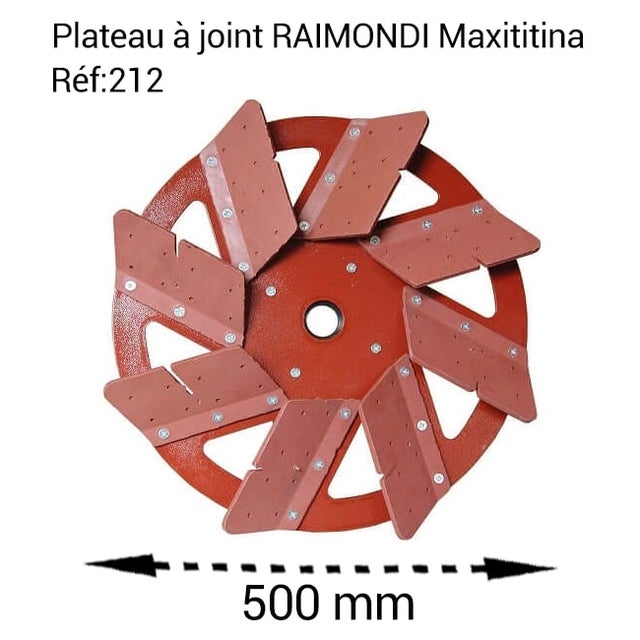 Plateau à joint en caoutchouc anti-abrasif 500 mm pour Monobrosses RAIMONDI Maxititina