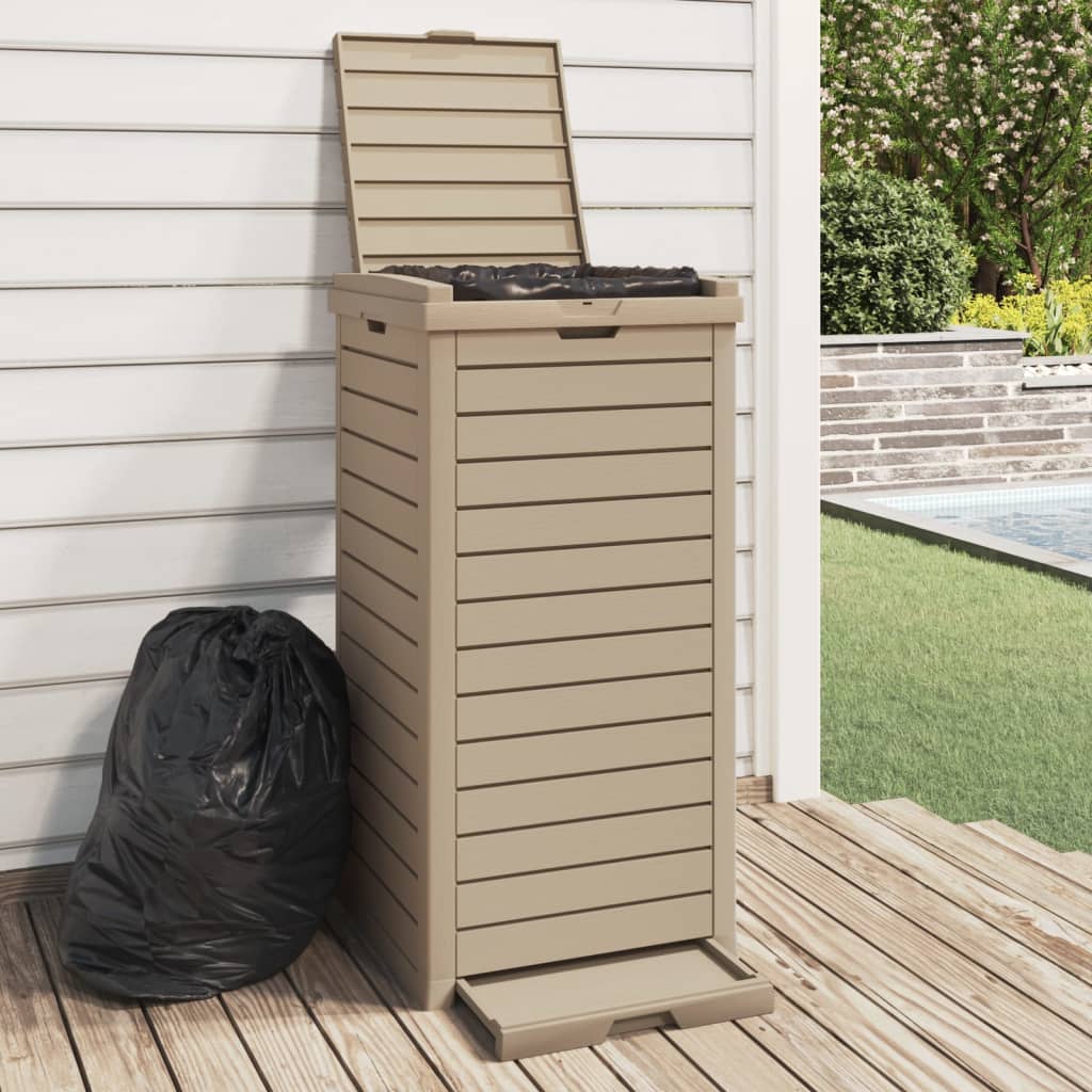 Cubo de basura exterior marrón claro 41x41x86 cm polipropileno
