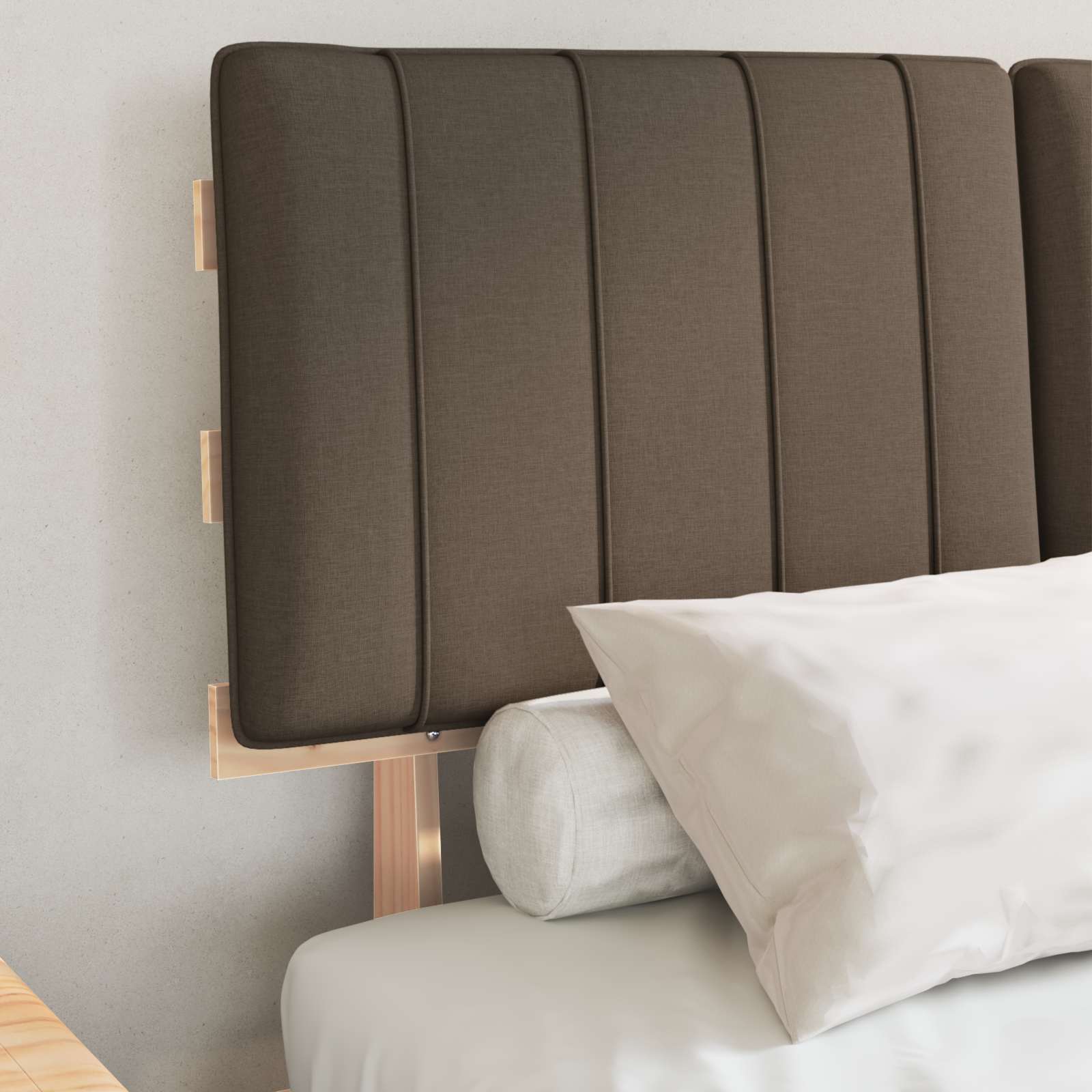 Cadre de lit avec tête de lit rembourrée taupe 120 x 190 cm - 3