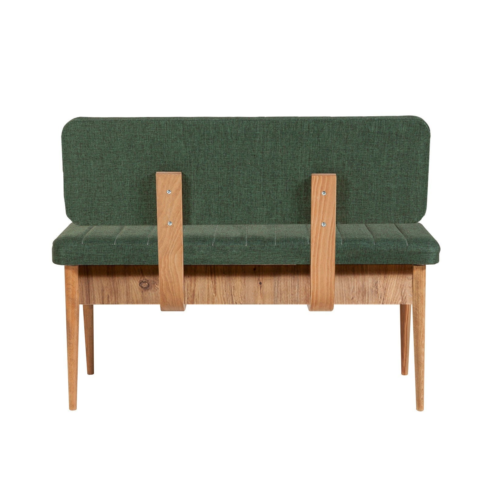 Banquette-coffre capitonnée avec dossier L110cm Scamnum Bois clair et Tissu Vert forêt - 6
