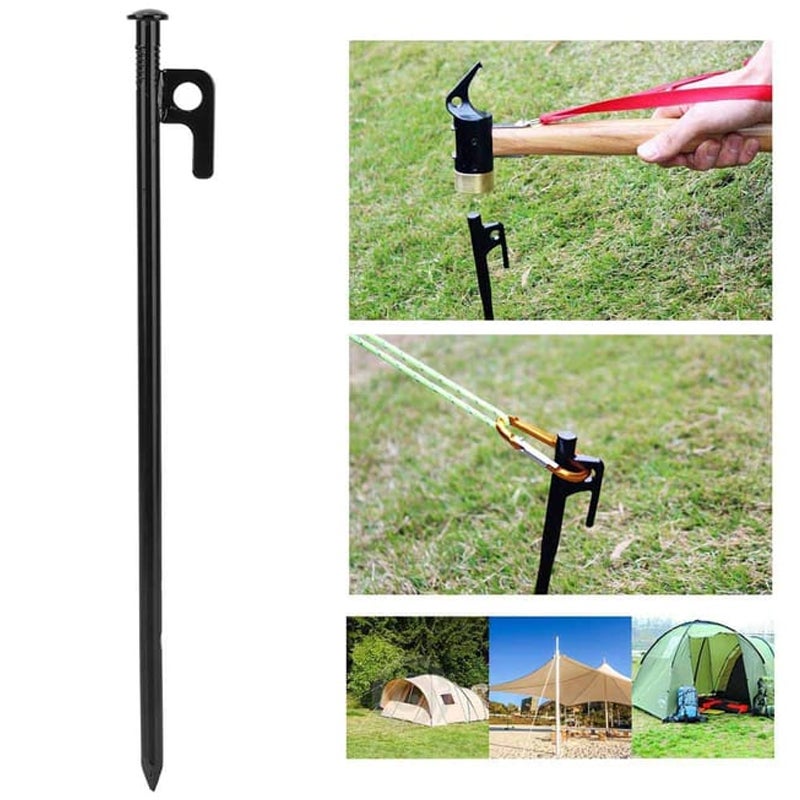 Set 20 Picchetti A Vite In Acciaio Per Tenda, 20,5 Cm Con Estrattore E Manicotto, Arancione, Per Campeggio E Gazebo