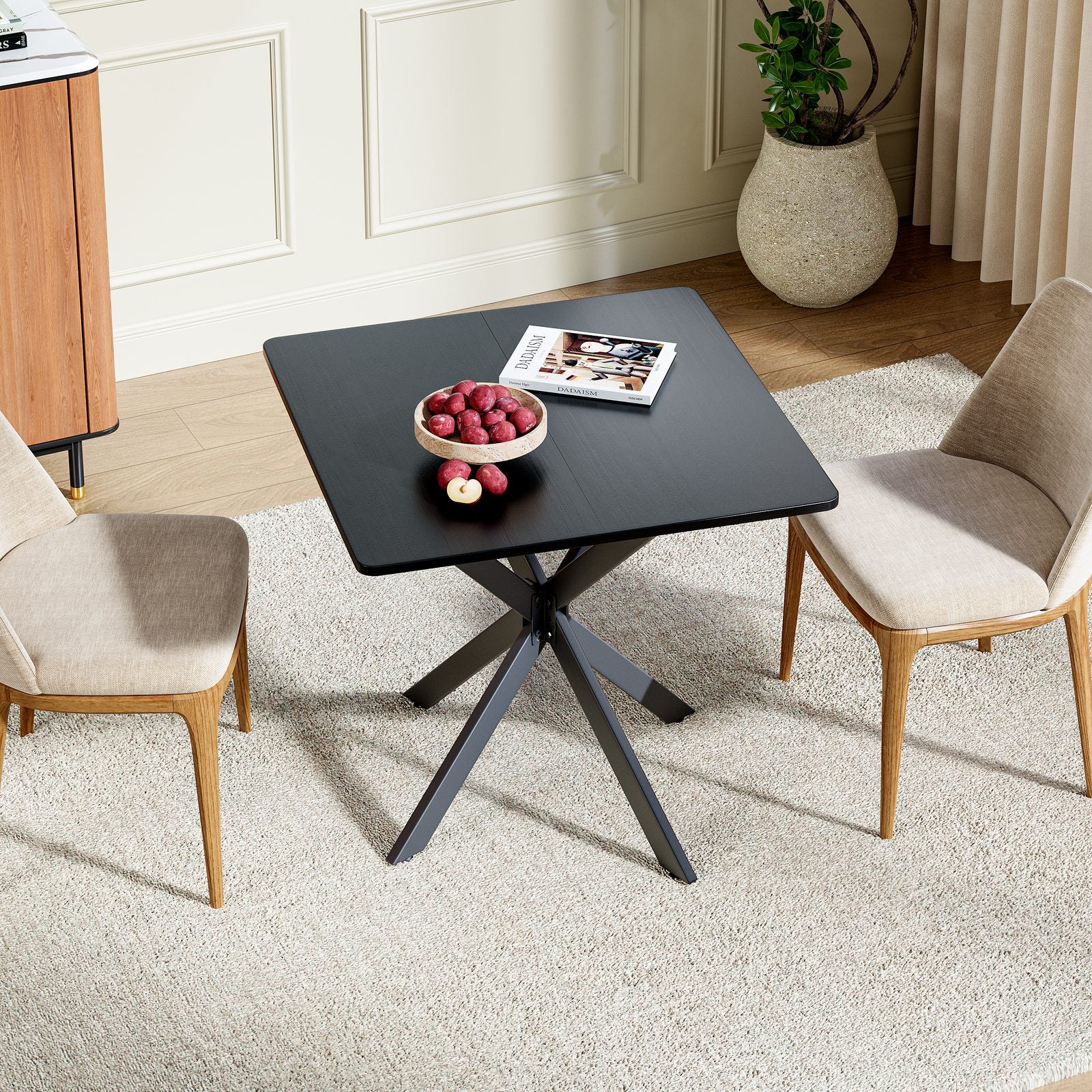 Table d'appoint carrée métal noir mat structure X, salon bureau ...