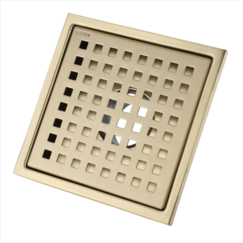 1 bonde de douche filtrante carrée en acier inoxydable, avec plaque
