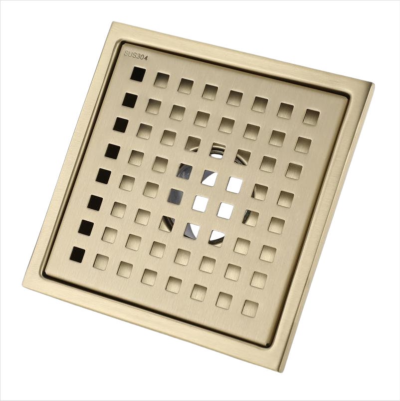1 bonde de douche filtrante carrée en acier inoxydable, avec plaque 1 bonde de douche filtrante carrée en acier inoxydable, avec plaque