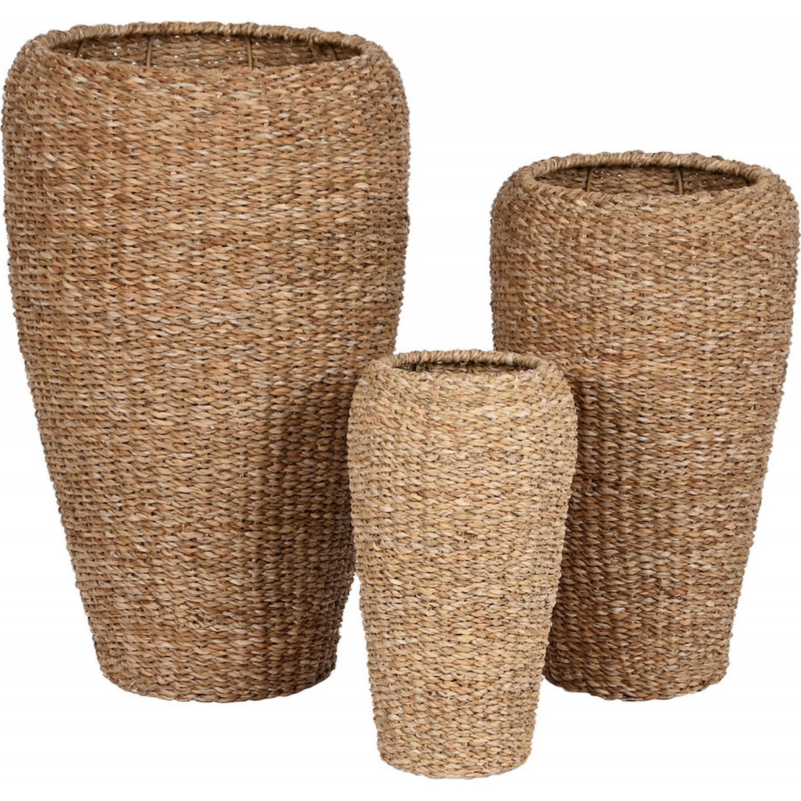 Cache-pot élégant en osier pour touche chic 43 x 43 x 70 cm Teinte naturelle d'osier tressé beige - 4