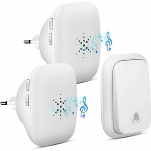 Sonnette Sans Fil WAYO – Extérieure, étanche IPX7, 25 Sonneries, Portée 80 M, Sans Pile