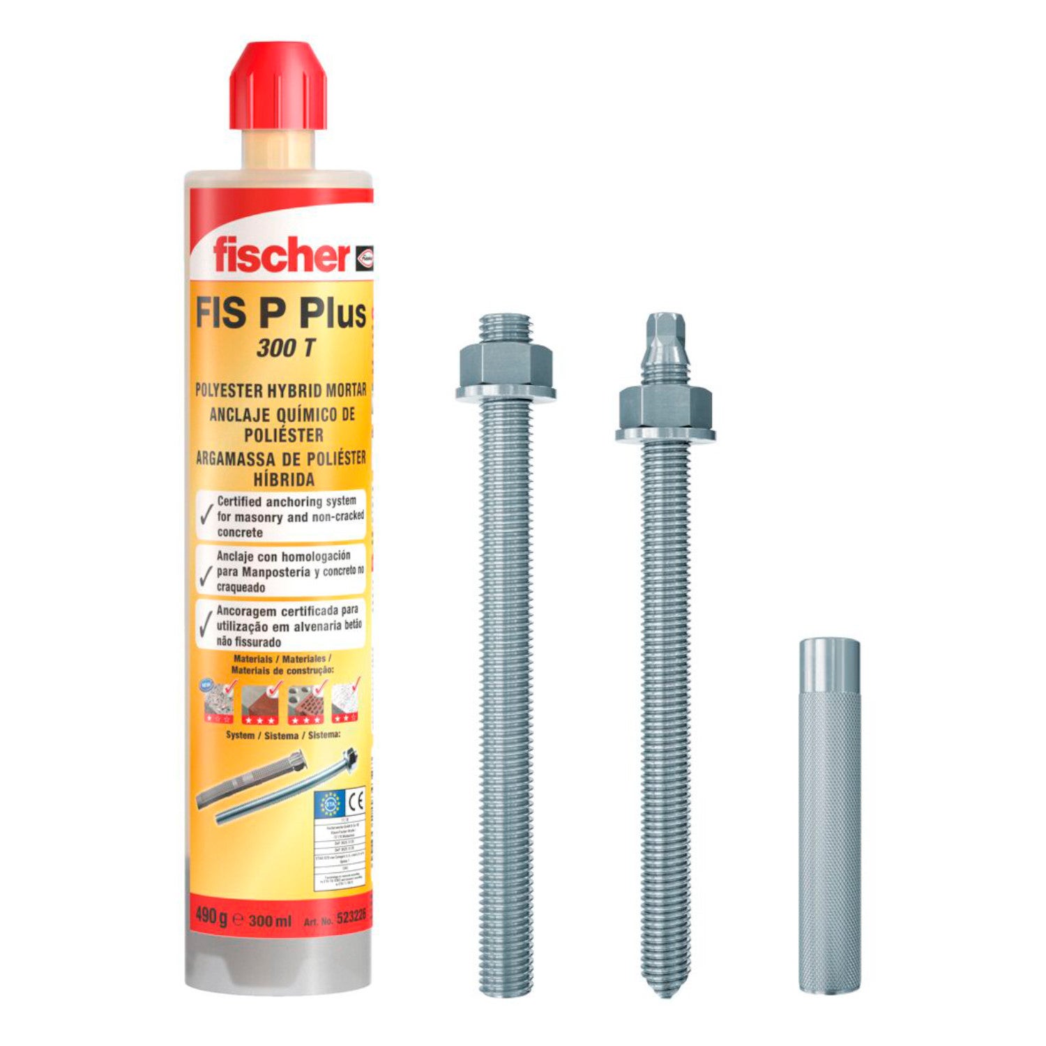 Chevilles Chimique avec Canule FIS P plus 300 T Homologué FISCHER 523226 Beige - 2