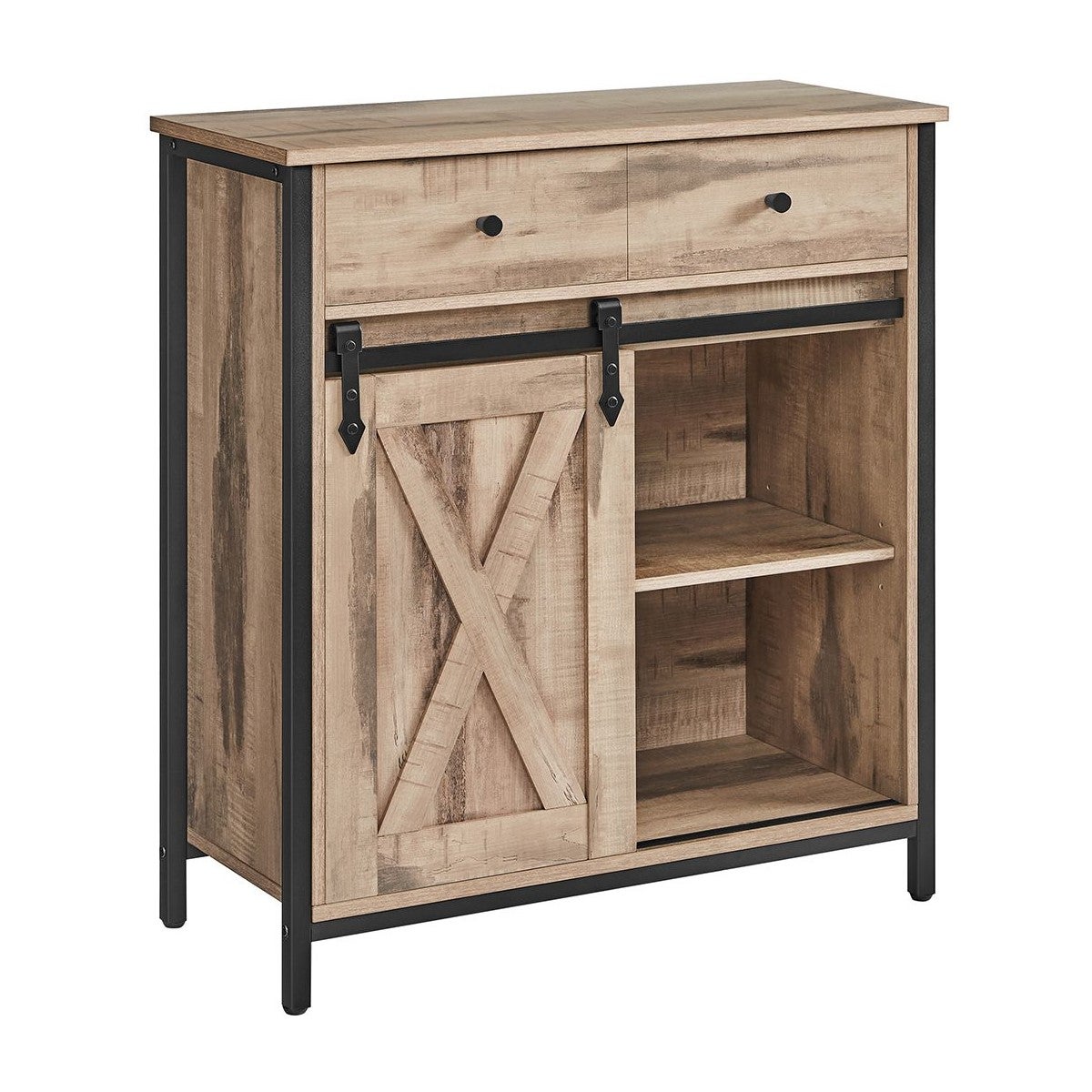 Vasagle Marrón Roble, Negro Mueble De Almacenamiento, - Imagen 3