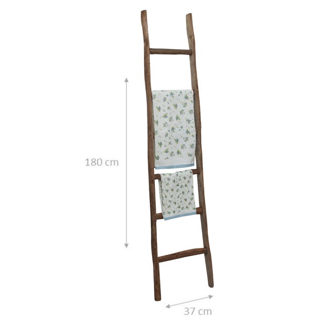 Escalera De Madera Decorativa Para Toallas 150x43x5 Cm - Toallero De Suelo Vintage Para Baño, Salón O Habitación