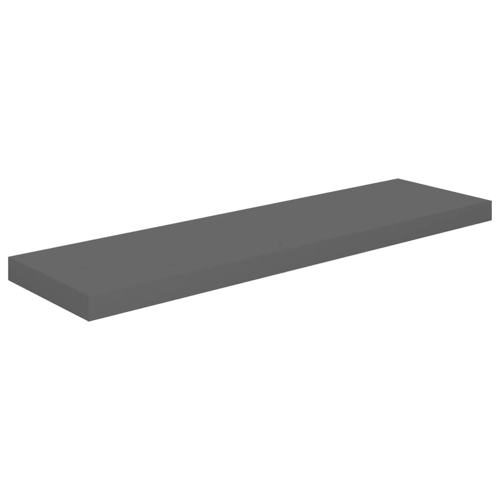 Półka ścienna wisząca z płyty MDF, błyszcząca szara, 90x23,5x3,8 cm