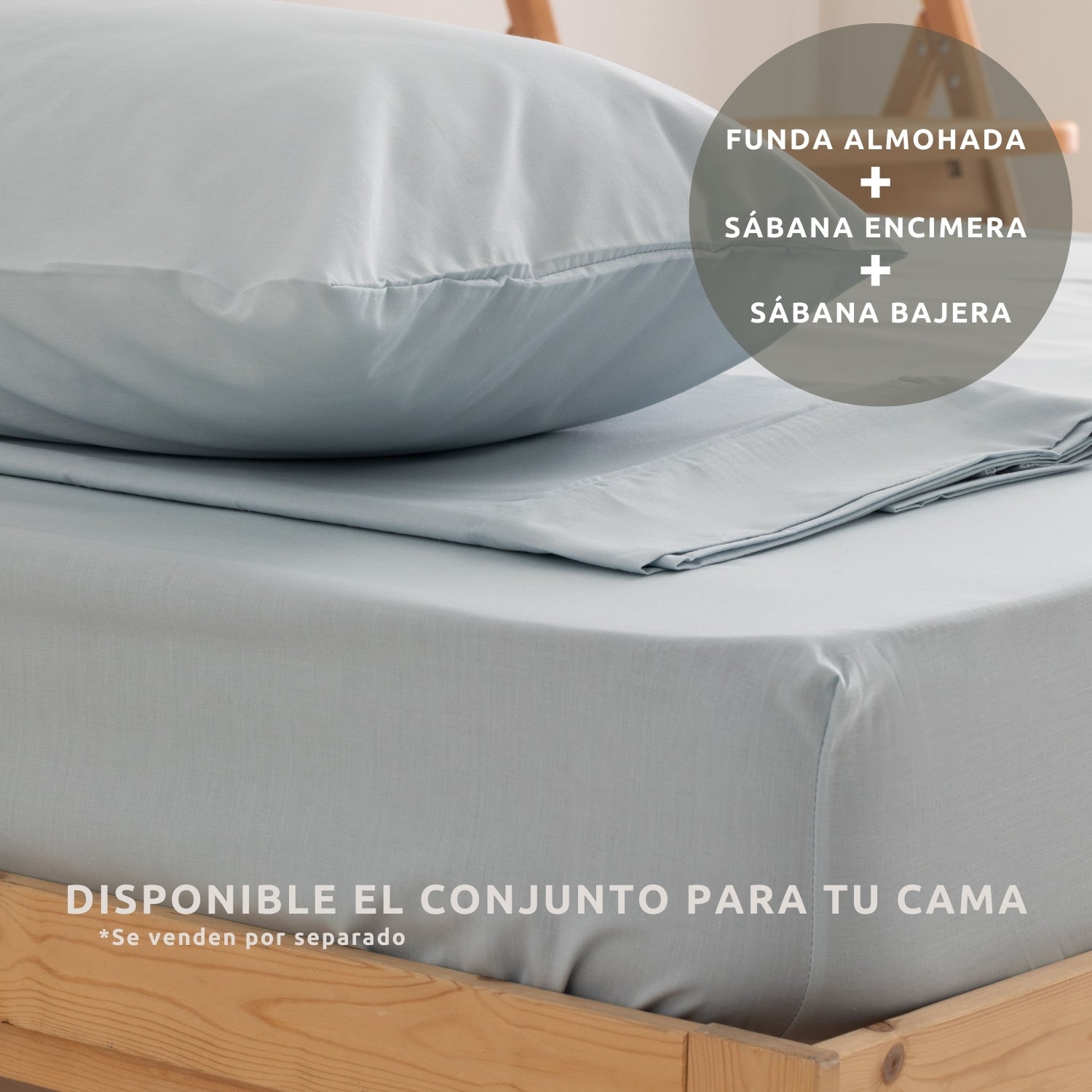 Sábana Bajera Lisa Design Azul Cielo Cama 135cm (135x200cm) Donegal Collections - 3