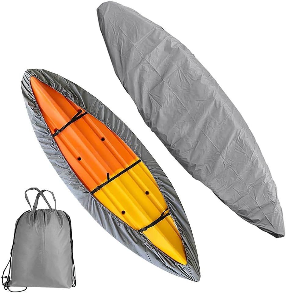 Szary pokrowiec na kajak, 3,6 do 4 m, wodoodporny 210D, do kanadyjki, łodzi, kajaka, deski SUP, ochrona przed słońcem