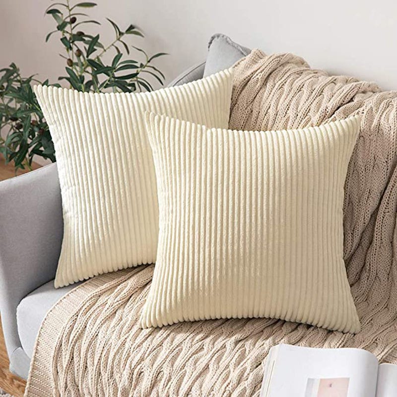 Set di 2 federe decorative in velluto a coste, morbide federe per divano, per casa, soggiorno, camera da letto, 45x45 cm, beige | Leroy Merlin Set di 2 federe decorative in velluto a coste, morbide federe per divano, per casa, soggiorno, camera da letto, 45x45 cm, beige | Leroy Merlin