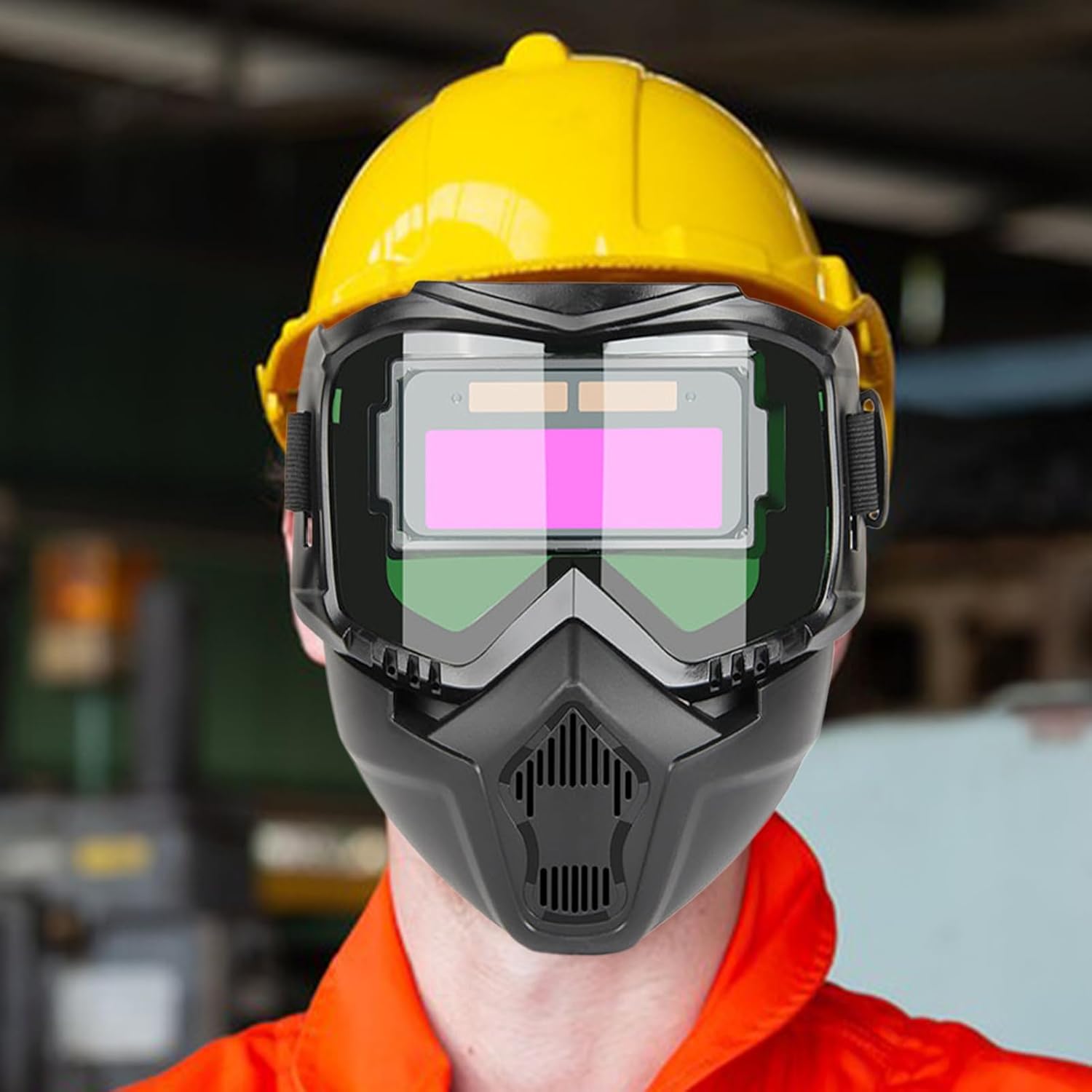 Casque de Soudage à Assombrissement Automatique, Protection Amovible pour Soudage, Masque Respiratoire pour Meulage et Soudure avec Écran de Protectio - 4