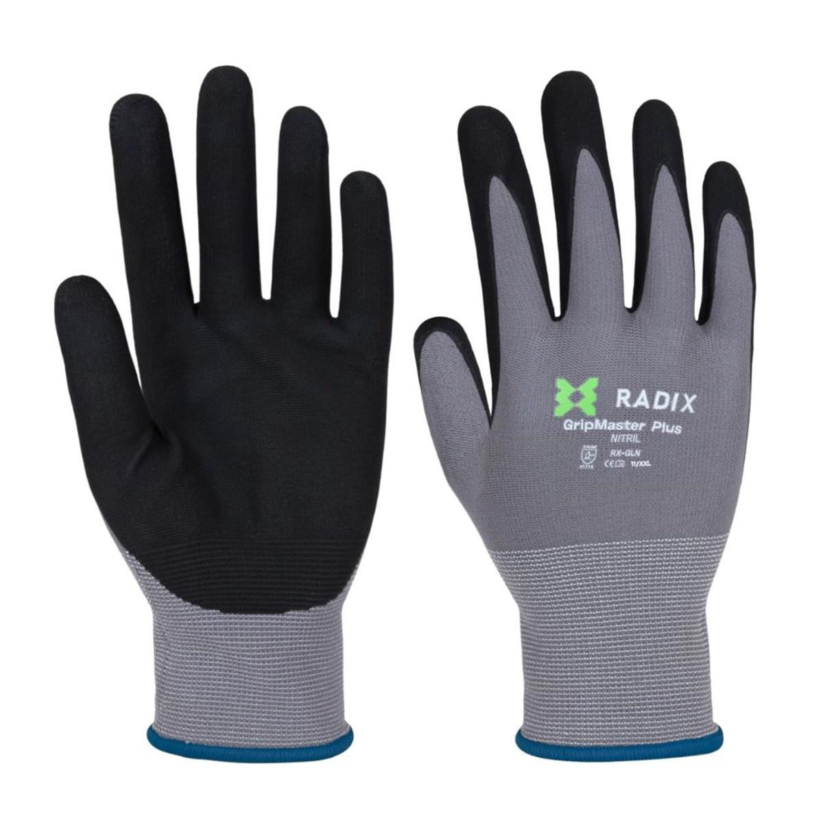 Gants de travail - Radix - GripMaster Plus - Nitrile micro-mousse noir/gris - Taille M11 / XL - 2