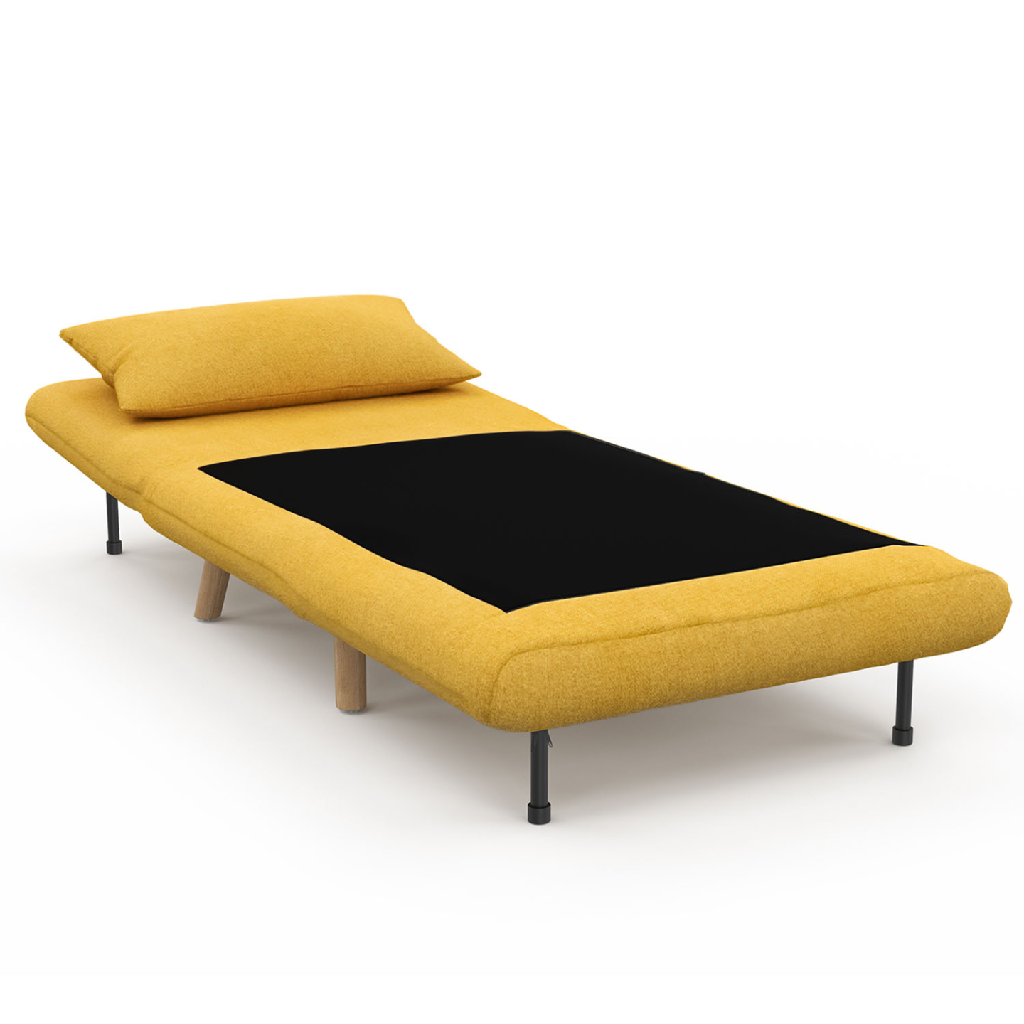 Fauteuil convertible ROMEO lit d'appoint 1 place 80x190 cm tissu jaune - 3