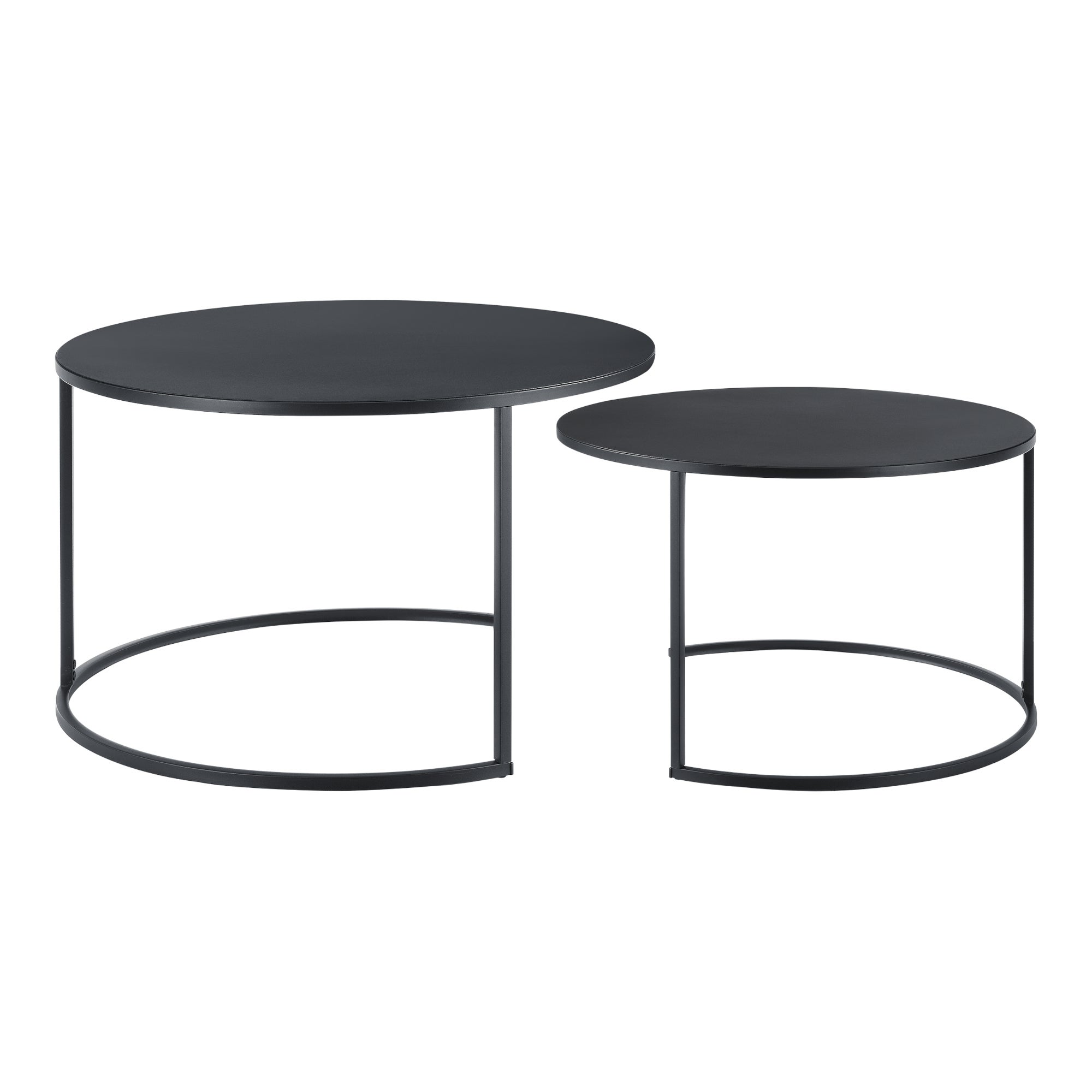 Lot de 2 Tables Basses Korenica Rondes Gigognes Noir [en.casa] - 3
