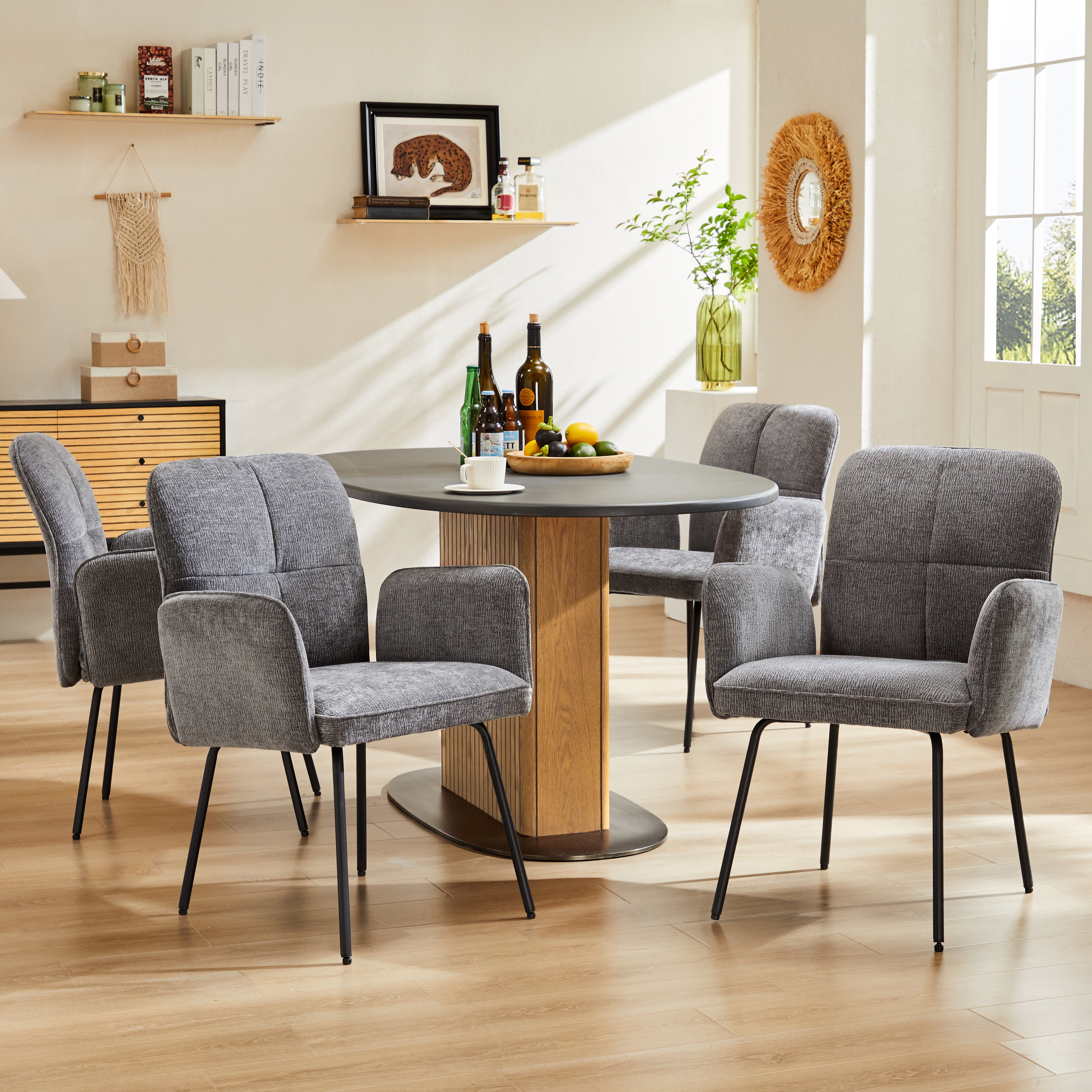 Sedie Cucina Similpelle Marrone Set Di 2 Sedie Da Pranzo Con Braccioli – Rivestimento In PU Vintage, Gambe In Metallo, Supporto Fino A 150kg Set 2 Sedie Similpelle