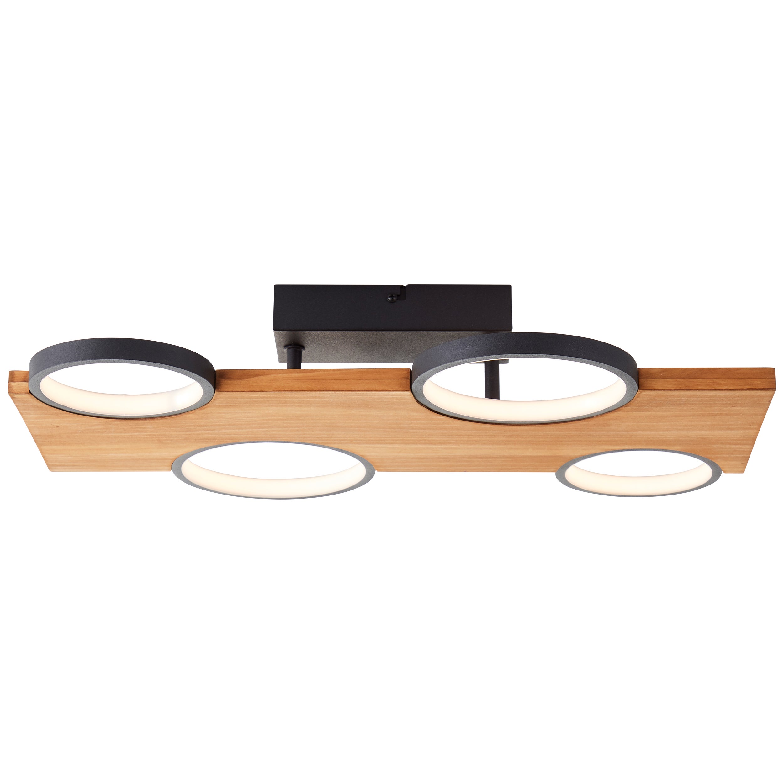 Brilliant lampa sufitowa LED Cheesy 55x35cm matowa czarna/metal drewno/brąz drewno 28W zintegrowana dioda LED