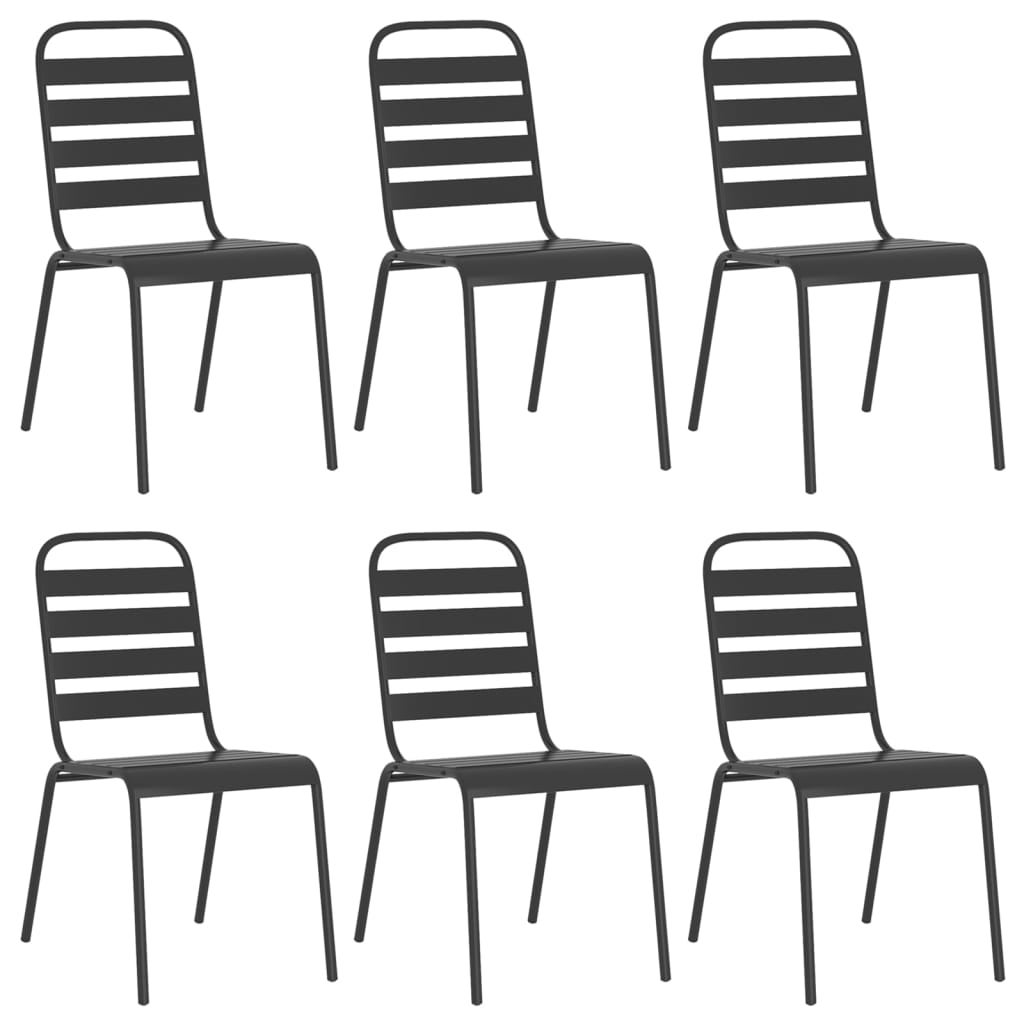 Set da pranzo da giardino mobili da esterno 7 pezzi acciaio antracite 02_0013924 - 2